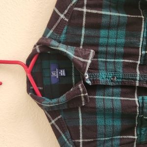 George Men's Green Plaid Casual Button Down Shirt